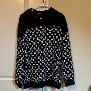 Mens New Louis Vuitton Monogram Black and White Hoodie
